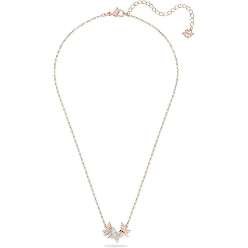 Collar Swarovski Lilia con motivo de mariposa en color blanco y acabado chapado en tono oro rosa