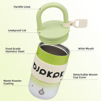 Taza de café BJPKPK con tapa y asa de acero inoxidable, ideal para mantener bebidas frías y calientes, color pepino