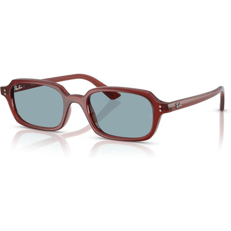 Ray-Ban RB4455 Zuri Gafas de Sol con Marco Cuadrado Marrón Oxidado y Lentes Azules, Protegen contra Rayos UV