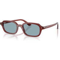 Ray-Ban RB4455 Zuri Gafas de Sol con Marco Cuadrado Marrón Oxidado y Lentes Azules, Protegen contra Rayos UV