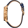 Citizen Eco-Drive Weekender Sport Casual Cronógrafo en acero inoxidable oro rosa, correa de cuero azul, esfera azul