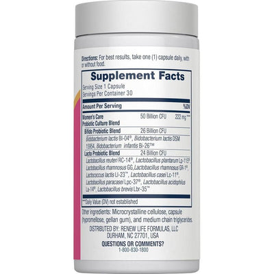 Renew Life Cápsulas probióticas para mujeres apoya salud vaginal, urinaria, digestiva e inmune con 50 mil millones de UFC