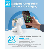 Anker MagSafe Cargador Compatible, Estación de Carga 3 en 1 MagGo, Soporte de Carga Nano para iPhone, Apple Watch y AirPods