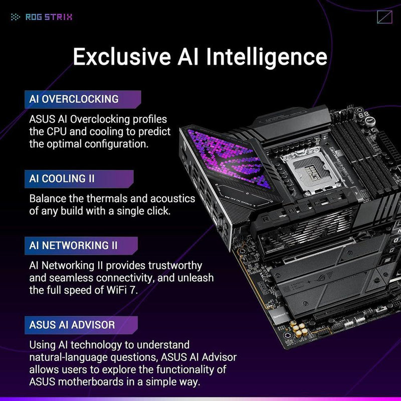 ASUS ROG Strix Z890-E Gaming WiFi Intel Z890 LGA 1851 ATX Placa Base con IA Avanzada, DDR5, WiFi 7 y Más