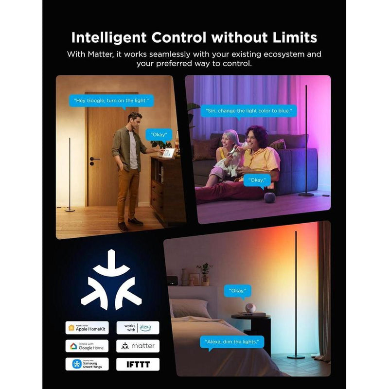 Lámpara de pie Govee RGBIC moderna, compatible con Alexa, 1000 lúmenes, 16 millones de colores, sincronización de música