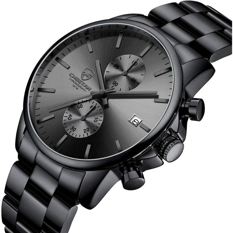 Reloj cronógrafo para hombre GOLDEN HOUR, acero inoxidable, resistente al agua, movimiento de cuarzo y fecha automática