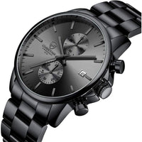 Reloj cronógrafo para hombre GOLDEN HOUR, acero inoxidable, resistente al agua, movimiento de cuarzo y fecha automática