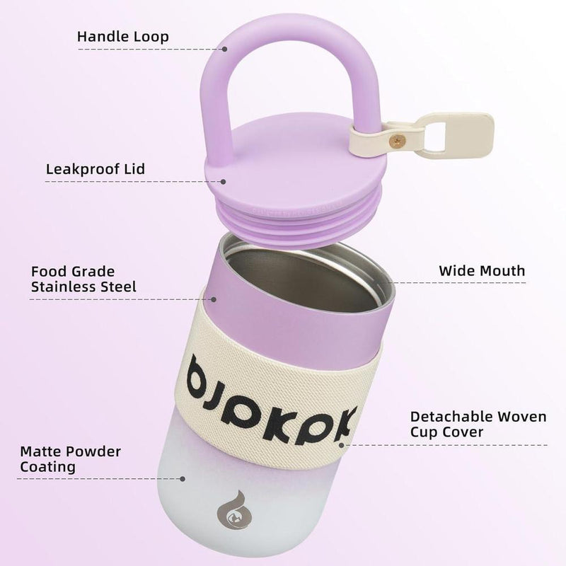 Vaso aislado BJPKPK con tapa y asa, ideal para café y viajes, en color lila