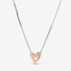 Collar de corazón Pandora en plata de ley, oro rosa de 14k y circonita cúbica