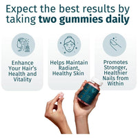 WEEM Gomitas veganas con biotina para cabello,salud de uñas y piel. Nutrición con vitaminas esenciales para fortalecer y revitalizar