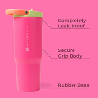 Botella HydroJug de acero inoxidable con popote, térmica, a prueba de fugas, diseño ergonómico, reutilizable, duradera, orquídea