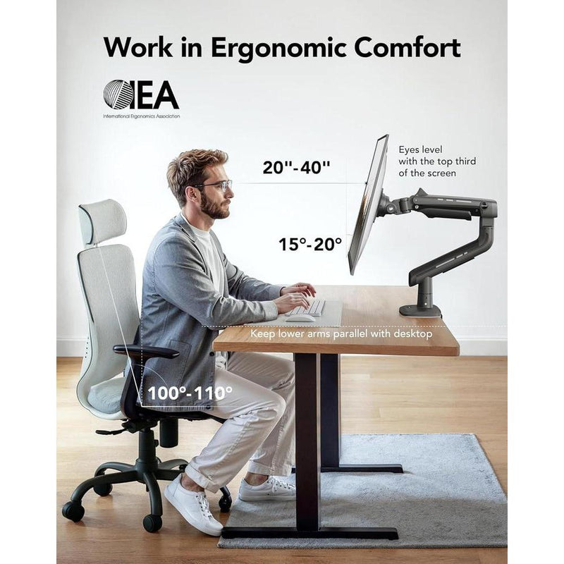 HUANUO TitanLift brazo de monitor resistente para pantallas grandes, ajustable, soporte de escritorio para juegos único con doble abrazadera