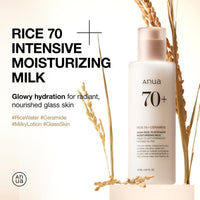 ANUA Rice 70 Leche Hidratante Intensiva, Loción Facial con Niacinamida, Ceramidas y Agua de Arroz, Cuidado Coreano