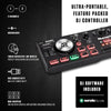 Numark DJ2GO2 Touch - Controlador USB compacto de 2 platos para Serato DJ con mezclador/crossfader, interfaz de audio y rueda táctil