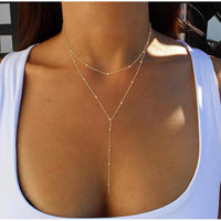 Foxgirl Lariat - Collar oro para mujer, delicado collar chapado en oro 14k, diseño en Y con cadena de circonita cúbica
