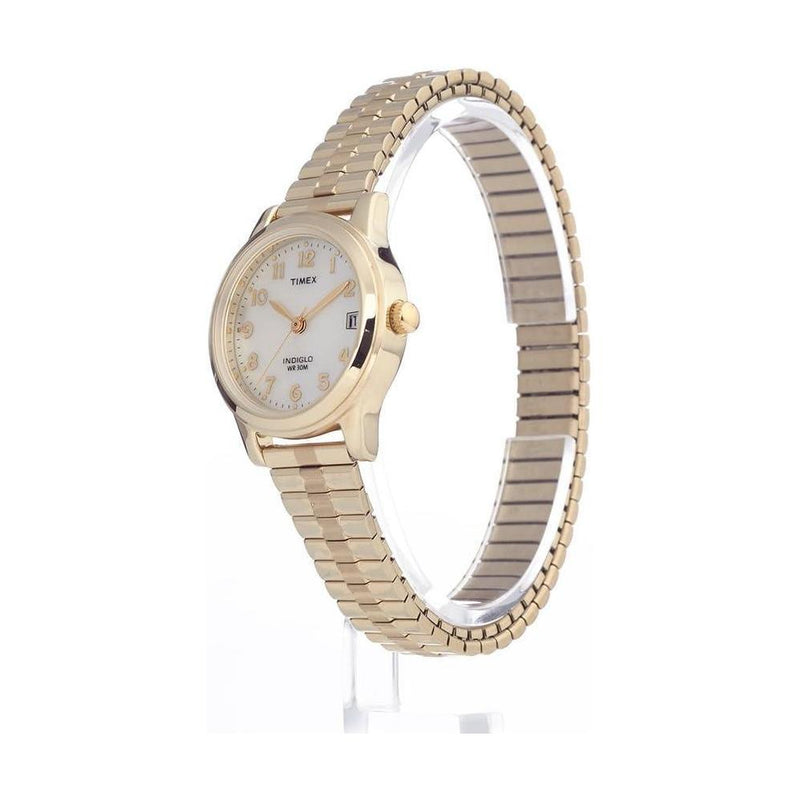 Timex Reloj Essex Ave para mujer en oro con esfera nácar, resistente al agua, tecnología Indiglo, pulsera ajustable