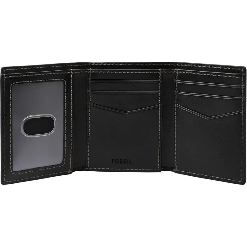 Billetera Trifold de cuero Fossil para hombre con múltiples compartimentos para tarjetas, billetes e identificación