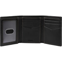 Billetera Trifold de cuero Fossil para hombre con múltiples compartimentos para tarjetas, billetes e identificación
