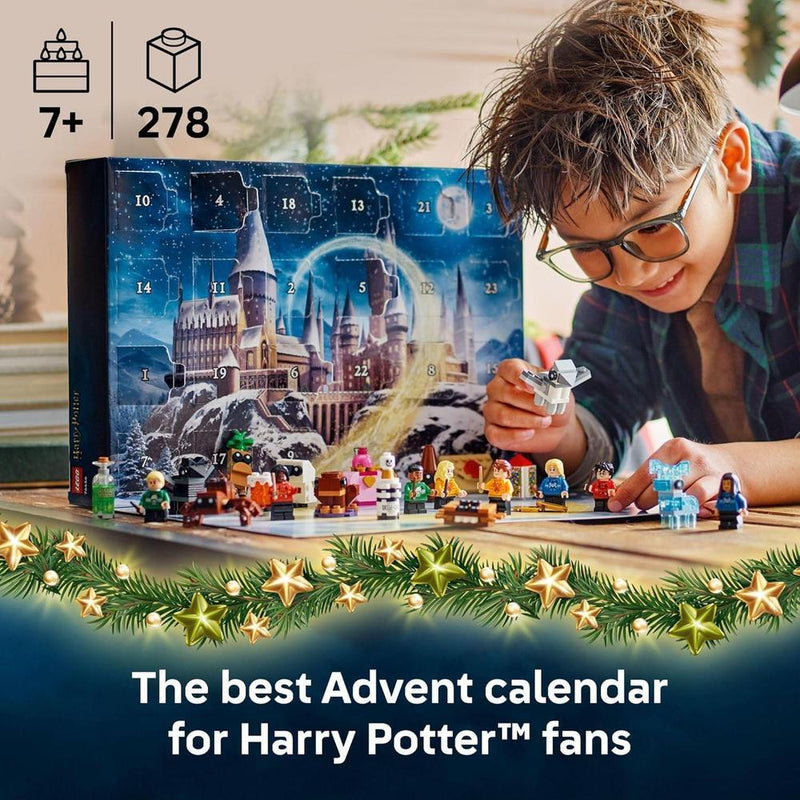 Calendario de Adviento LEGO Harry Potter 2025 con sorpresas construibles, incluye minifiguras de personajes emblemáticos