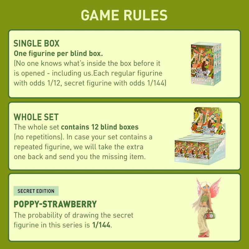 POP MART Peach Riot Punk Fairy Series Figuras aleatorias, juguetes coleccionables y decorativos