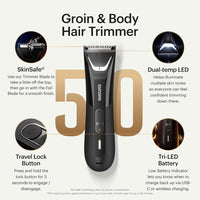 MANSCAPED The Lawn Mower 5.0 Ultra, Recortadora Corporal y de Ingle con Doble Cabezal SkinSafe Impermeable y Recargable