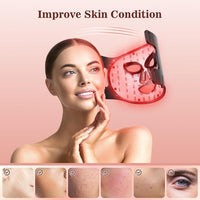 Máscara facial LED INTEO con terapia de luz roja, infrarroja y amarilla. Portátil, 3 modos con control remoto