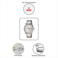 Reloj Casio para hombre MTP-1302D-7A2VDF, analógico con caja y correa de acero inoxidable, resistente al agua