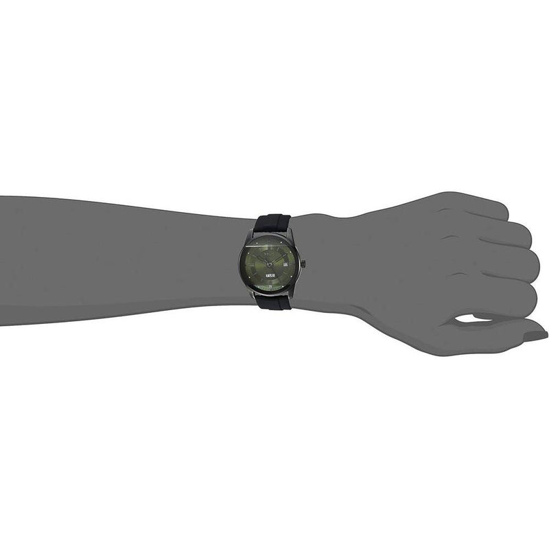 Reloj analógico de silicona negra con esfera verde, resistente al agua, funciones de día y fecha, estilo moderno