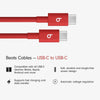 Beats USB-C to USB-C Woven Cable Fast Charging Durable/Tangle-Free Compatible Charger for Apple & Android Devices (1.5 m, 5 ft) - Rapid Red