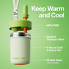 Botella de agua para niños de acero inoxidable, correa y tapa botón, diseño portátil y seguro para viajes, verde matcha