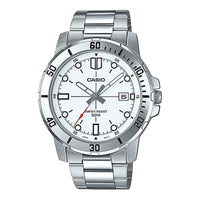 Casio reloj de acero inoxidable estilo buceador para hombre, resistente al agua, con correa de resina y movimiento de cuarzo