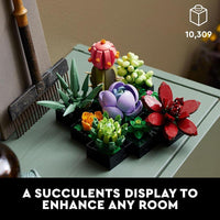 LEGO Icons Succulents - Juego de plantas artificiales para adultos, decoración del hogar, cumpleaños, regalos creativos de inauguración, 10309