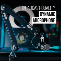 Rode PodMic - Micrófono dinámico cardioide de transmisión, optimizado para RODECaster Pro, color negro