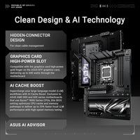 Placa base ROG Crosshair X870E Hero BTF AMD ATX, diseño conector oculto, ranura GPU alta potencia, DDR5, WiFi 7, PCIe 5.0, USB4