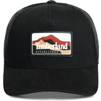 Gorra de hombre Timberland diseño camionero con parche montaña, ajuste de broche y banda anti-humedad