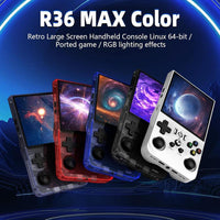 Consola de juegos retro portátil R36MAX con tarjeta de 64GB, sistema Linux y pantalla IPS HD, batería 4000mAh azul