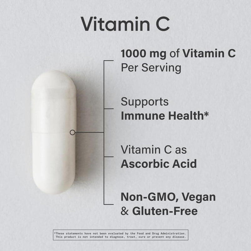 Suplemento de vitamina C de alta potencia con antioxidantes y apoyo inmunológico, cápsulas veganas sin OGM ni gluten