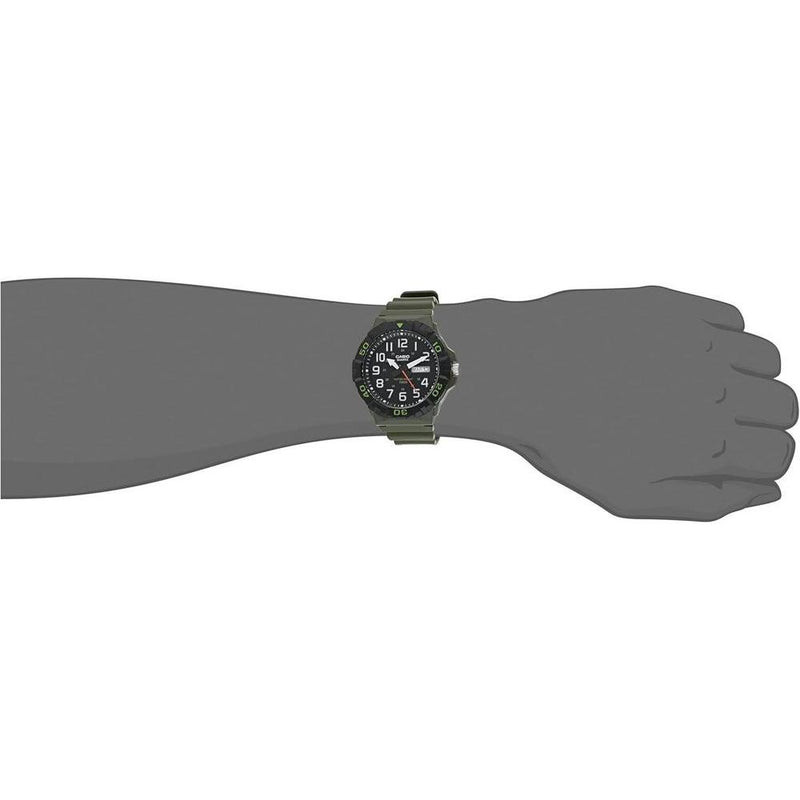 Reloj Analógico Deportivo para Hombre Casio MRW200H, Resistencia al Agua, Fecha, Bisel rotatorio, Batería 3 años, Verde