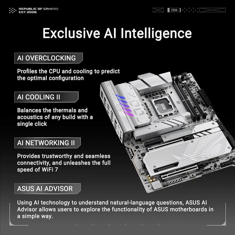 ASUS ROG MAXIMUS Z890 APEX, Placa base Intel Z890 LGA 1851 ATX con DDR5, WiFi 7, LAN 5G y Thunderbolt 4, AI OC y refrigeración