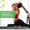 Gaiam Correa de yoga de alta calidad con hebilla de anillo en D metal ajustable, ideal para estiramiento y fitness, longitud 182.88 cm.