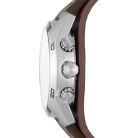 Reloj Fossil Coachman de cuarzo, acero inoxidable y cuero, cronógrafo analógico resistente al agua, color marrón y negro