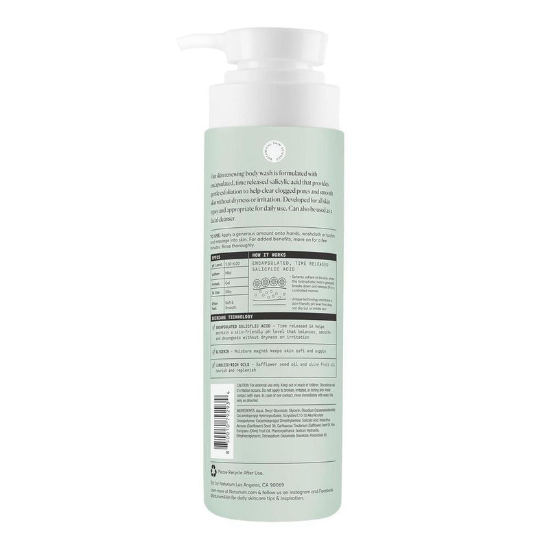 Naturium The Perfector Gel de baño con ácido salicílico y limpiador suave, ideal para purificar y suavizar la piel