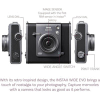 Fujifilm Instax Wide Evo Hybrid Instant Camera Bundle con funda, tarjeta de 32GB y más accesorios