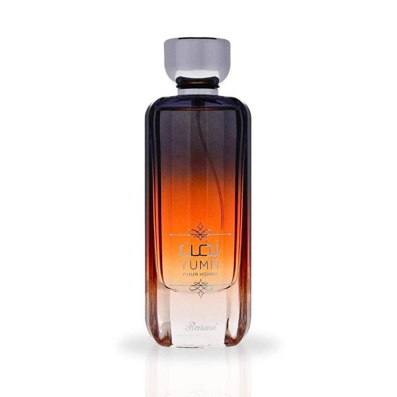 RASASI Yumn Eau De Parfum para hombre. Fragancia cálida y refrescante con notas de cedro, bergamota, cardamomo y lavanda. Elegante y de larga duración