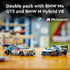 LEGO Speed Champions BMW M4 GT3 y BMW M Hybrid V8 con 2 modelos construibles y 2 minifiguras, regalo ideal para niños desde 9 años