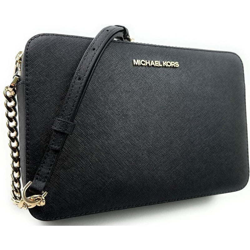 Michael Kors Bolso cruzado Jet Set para mujer con cierre superior de piel Saffiano y correa ajustable