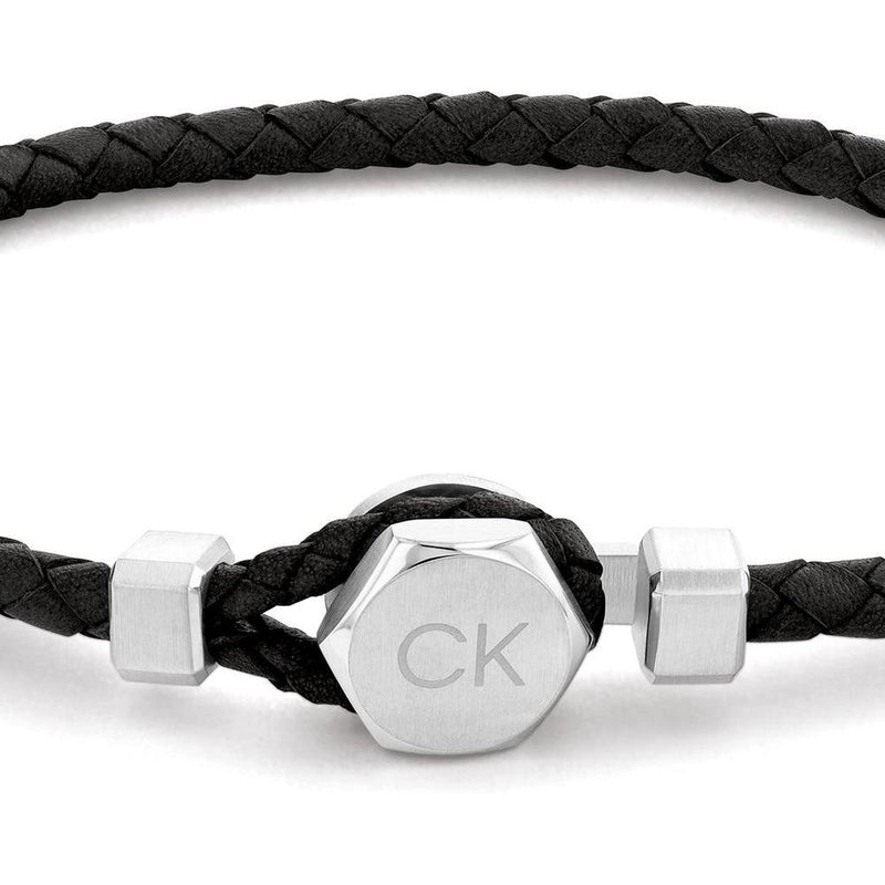 Pulsera de cuero para hombre Calvin Klein sin metal con cierre de gancho fácil y cadena trenzada en estilo moderno