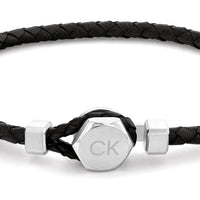 Pulsera de cuero para hombre Calvin Klein sin metal con cierre de gancho fácil y cadena trenzada en estilo moderno