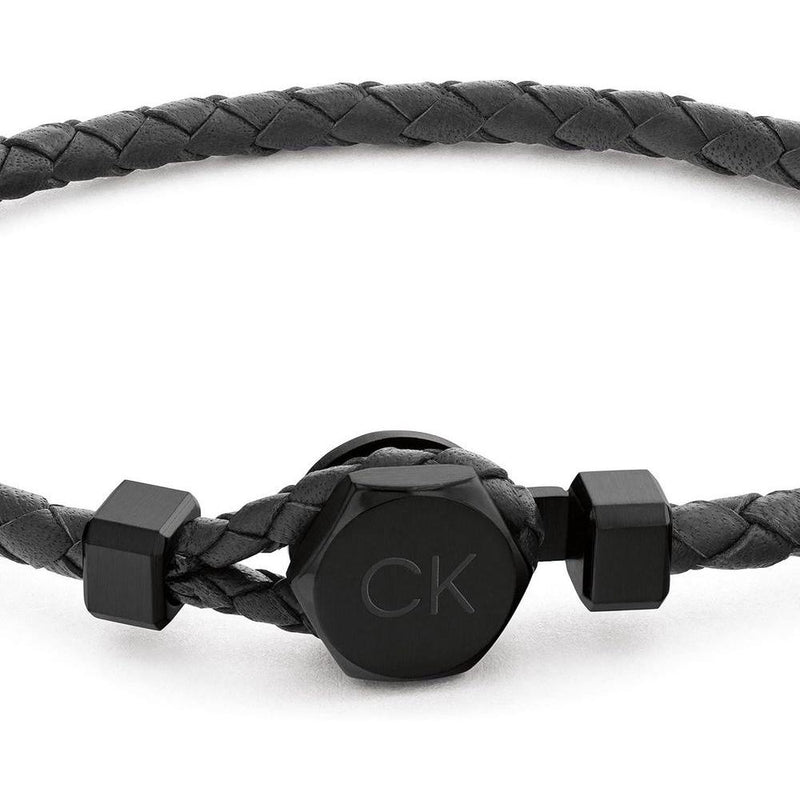 Pulsera de cuero trenzado para hombre de Calvin Klein con cierre hexagonal, estilo audaz y moderno, ideal para diversas ocasiones