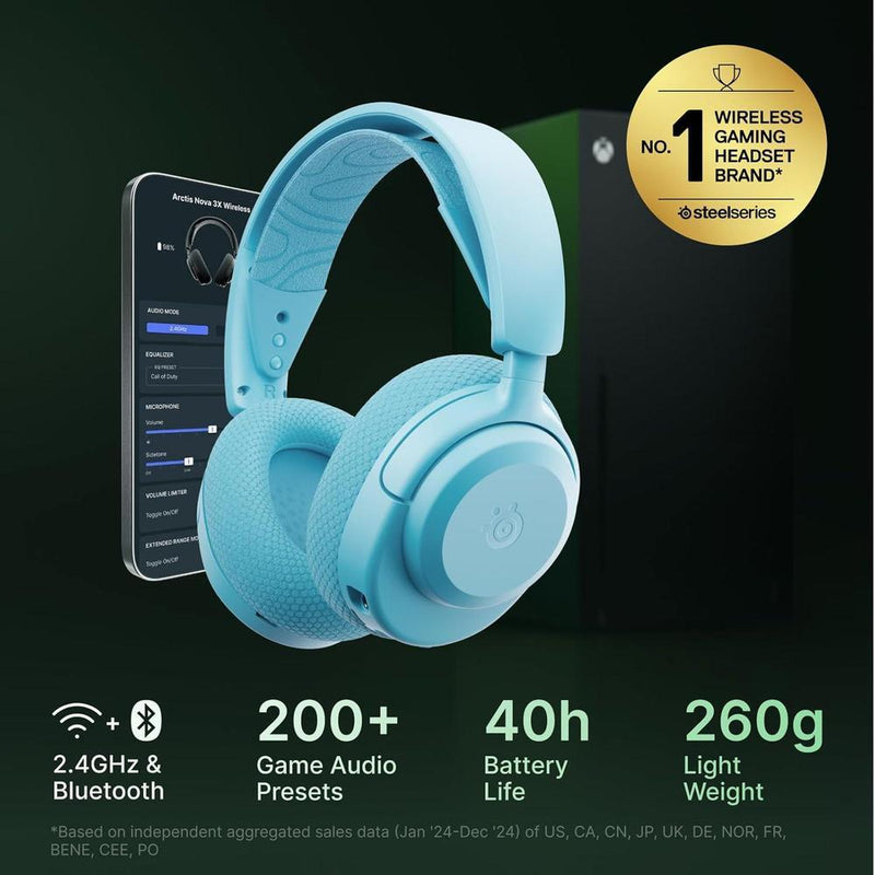 SteelSeries Arctis Nova 3X Auriculares Gaming Inalámbricos Multi-Plataforma con Control vía App Móvil, Drivers Magnéticos